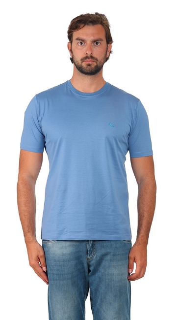 T-SHIRT FILO DI SCOZIA AZZURRA