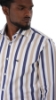 CAMICIA A RIGHE CON COLLO CLASSICO - BLU/BEIGE/BIANCHE