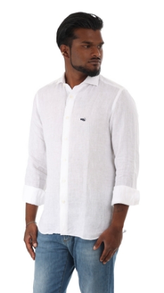 CAMICIA DI LINO CON COLLO CLASSICO BIANCA