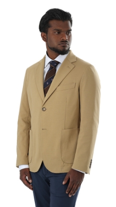 GIACCA A DUE BOTTONI IN COTONE BEIGE
