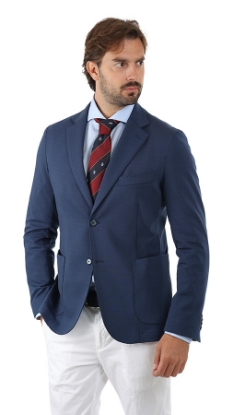 GIACCA A DUE BOTTONI IN COTONE BLU