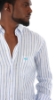 CAMICIA LINO A RIGHE SOTTILI GRIGIE