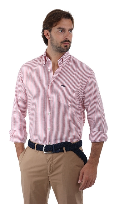 OLD RIVER CAMICIA BD LINO RIGHE