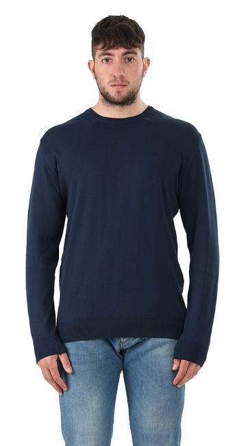 MAGLIONE GIROCOLLO IN COTONE 2.0 BLU