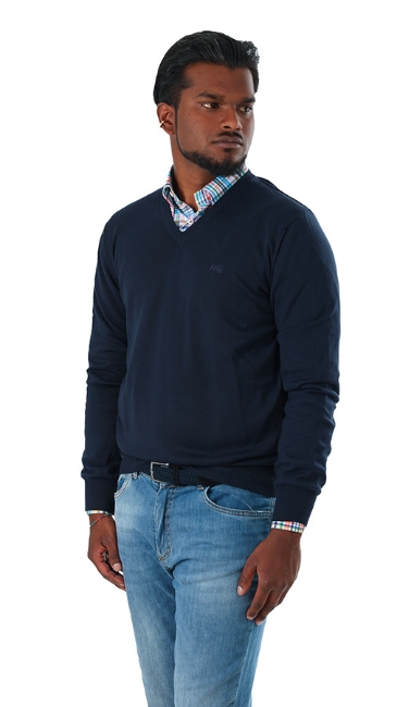 MAGLIONE DI COTONE CON SCOLLO A V