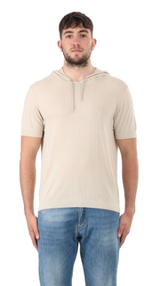 T-SHIRT MEZZA MANICA CON CAPPUCCIO BEIGE