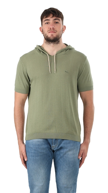 T-SHIRT MEZZA MANICA CON CAPPUCCIO VERDE