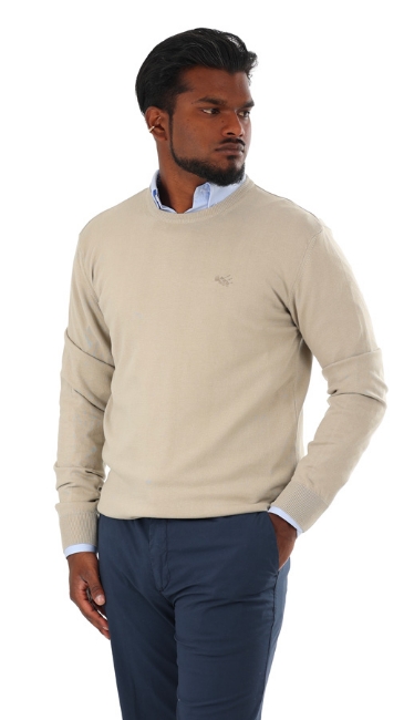 MAGLIONE GIROCOLLO IN COTONE 2.0 BEIGE