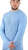 MAGLIONE GIROCOLLO CON TRECCE FRONTALI AZZURRO