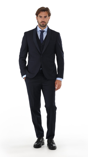 ABITO DA CERIMONIA 3 PEZZI - SMOKING SLIM FIT BLU