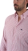 CAMICIA DI LINO CON FANTASIA A RIGHE ROSSE