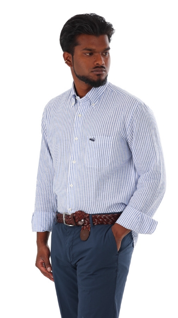 CAMICIA DI LINO CON FANTASIA A RIGHE 