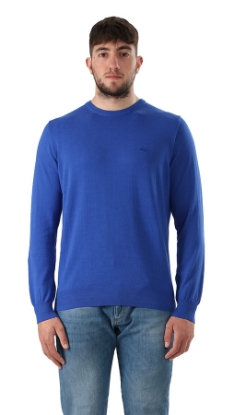MAGLIONE GIROCOLLO IN COTONE BLU ELETTRICO